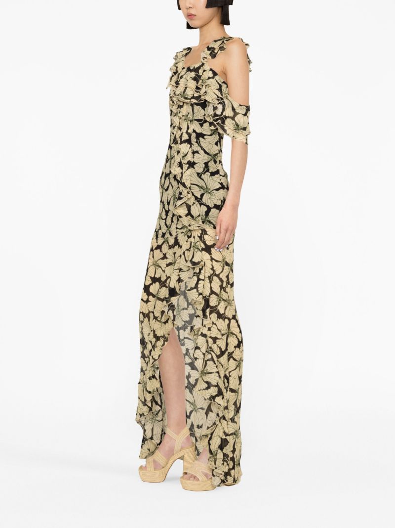 Neutral Serena Floral Print Maxi Dress