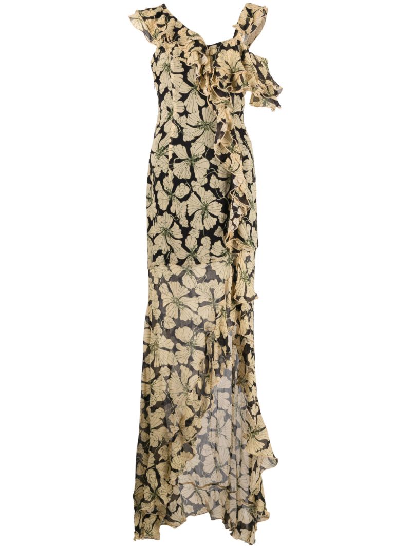 Neutral Serena Floral Print Maxi Dress