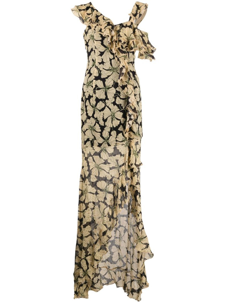 Neutral Serena Floral Print Maxi Dress