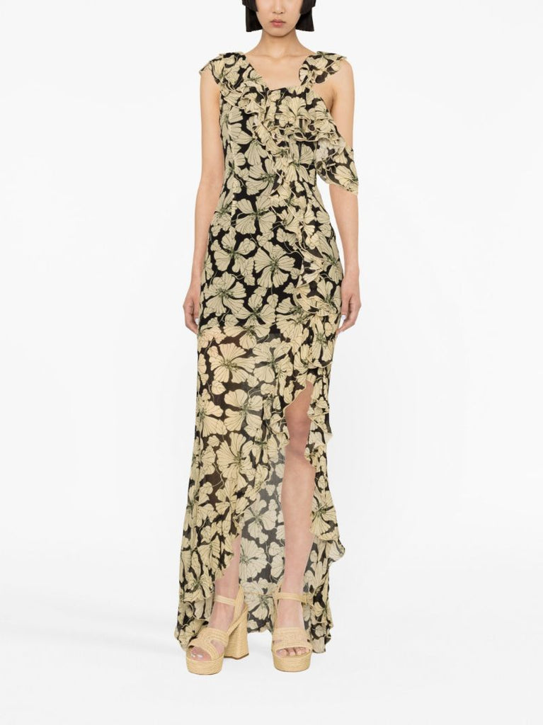 Neutral Serena Floral Print Maxi Dress