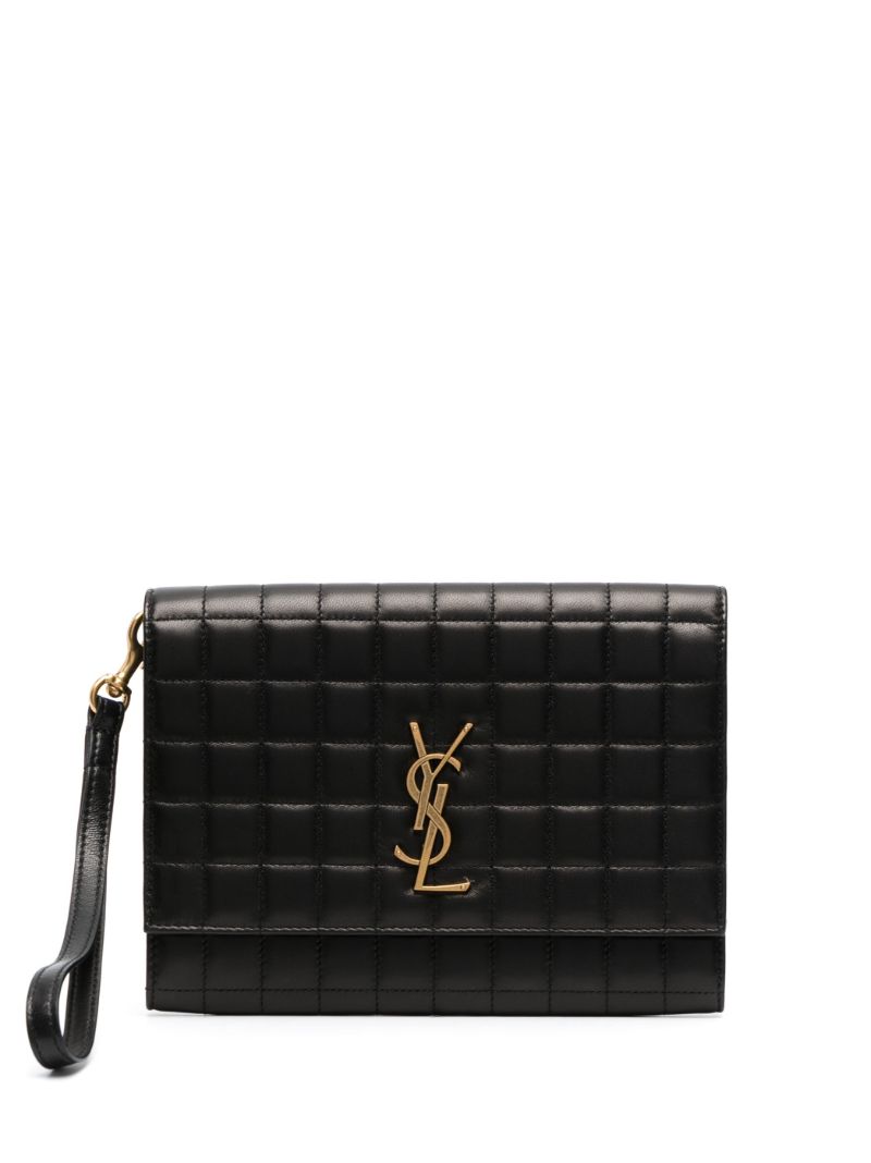 Black Cassandre Quilted Leather Clutch Bag