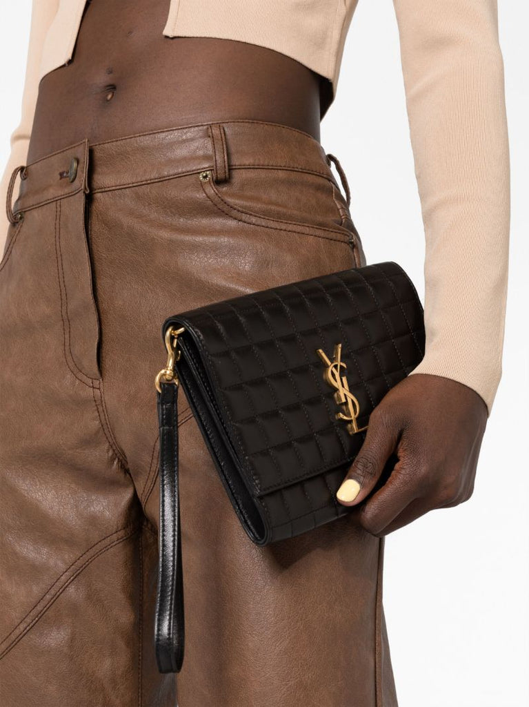 Black Cassandre Quilted Leather Clutch Bag