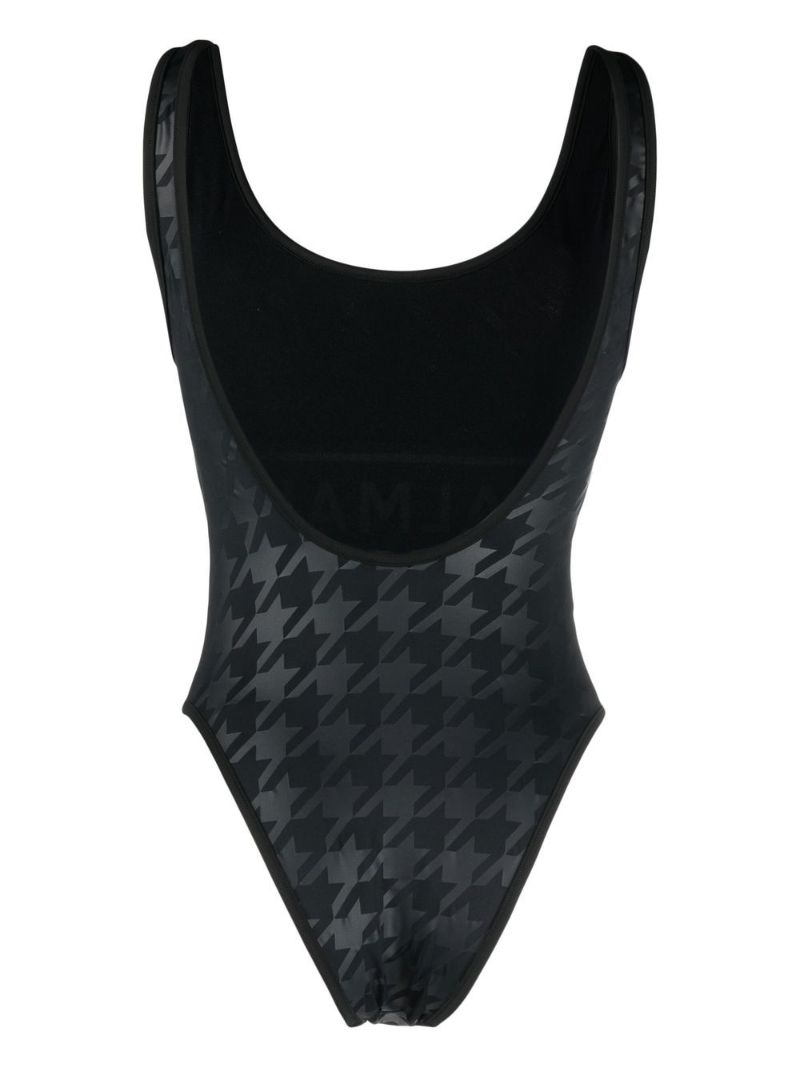 Black Houndstooth Print Swimsuit