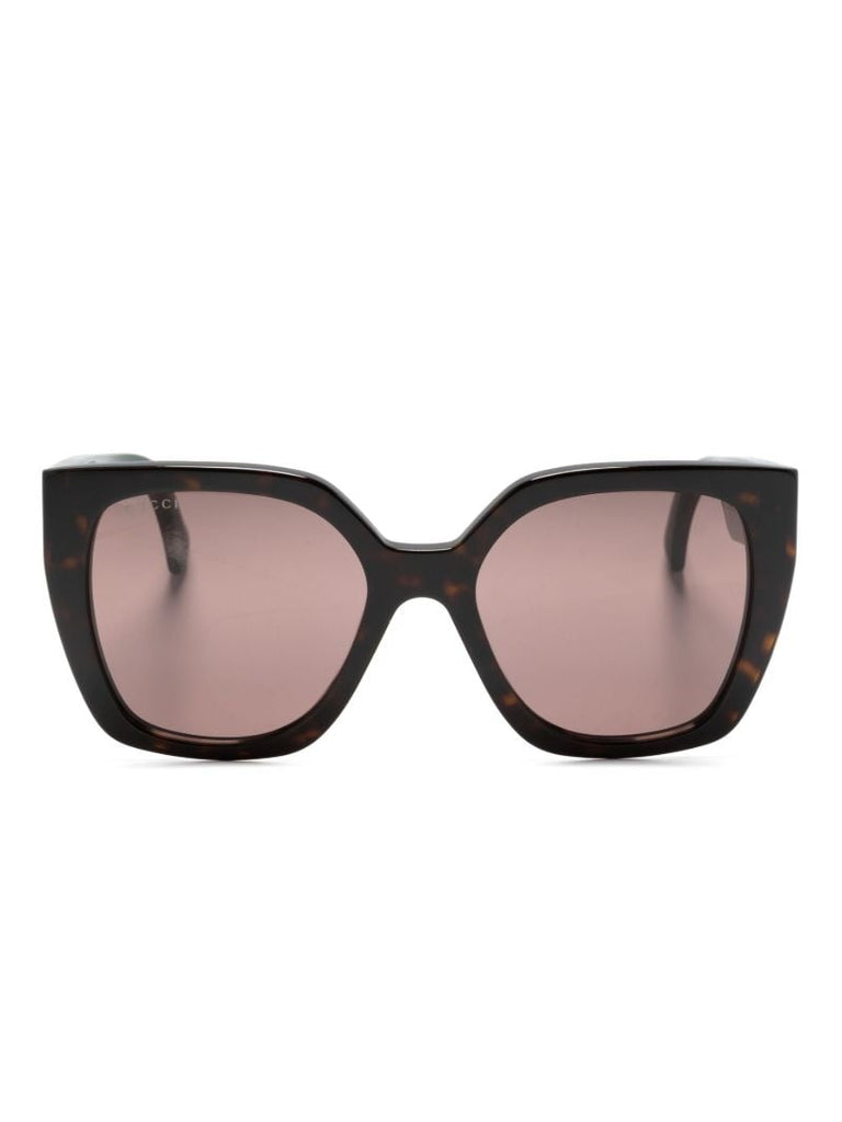Brown Tortoiseshell-effect Square-frame Sunglasses