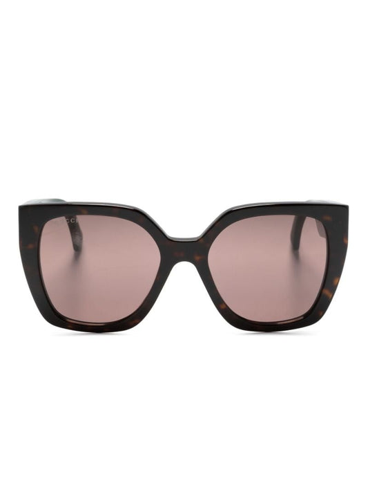 Brown Tortoiseshell-effect Square-frame Sunglasses