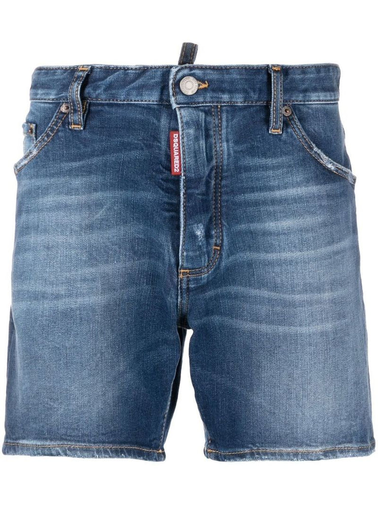 Blue Distressed Denim Shorts