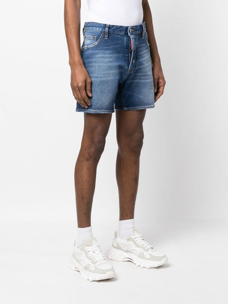 Blue Distressed Denim Shorts