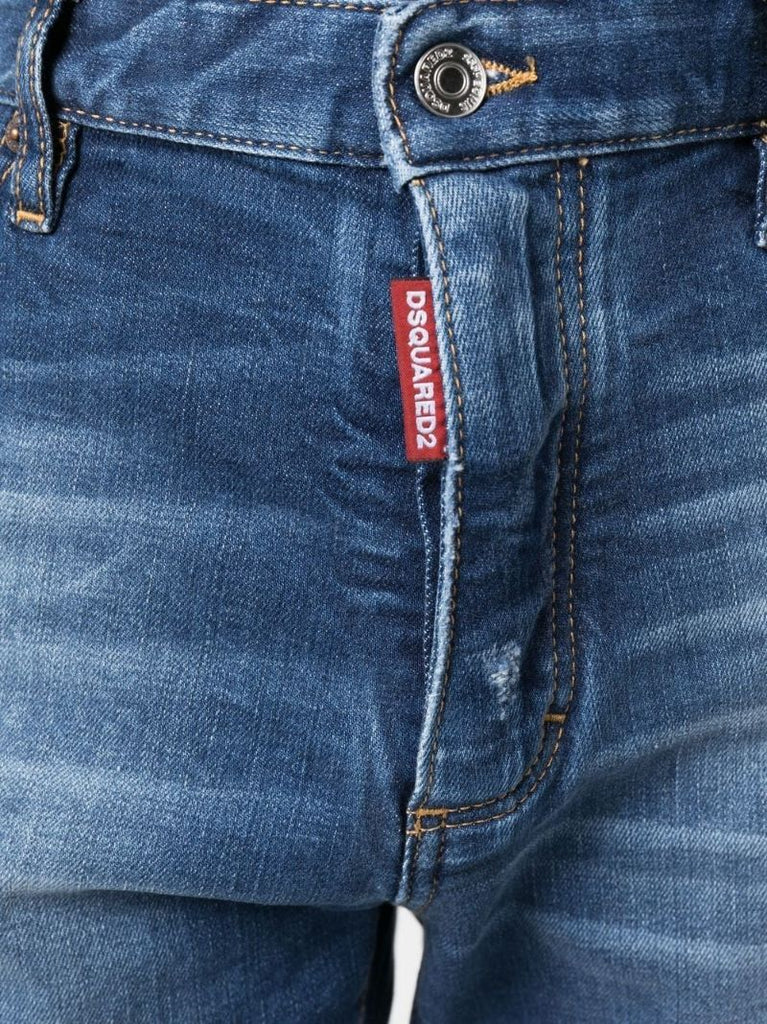 Blue Distressed Denim Shorts