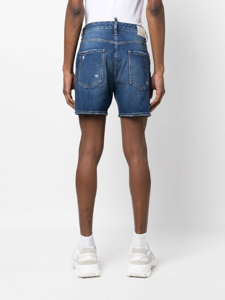 Blue Distressed Denim Shorts