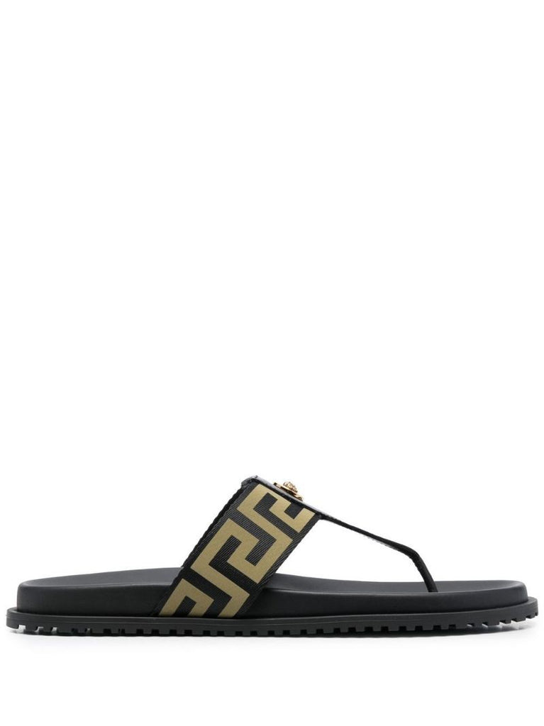 Black Medusa Greca Sandals