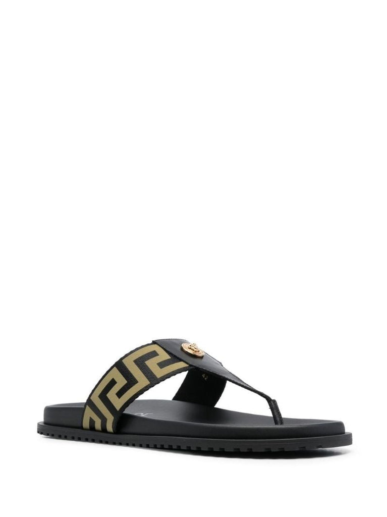 Black Medusa Greca Sandals