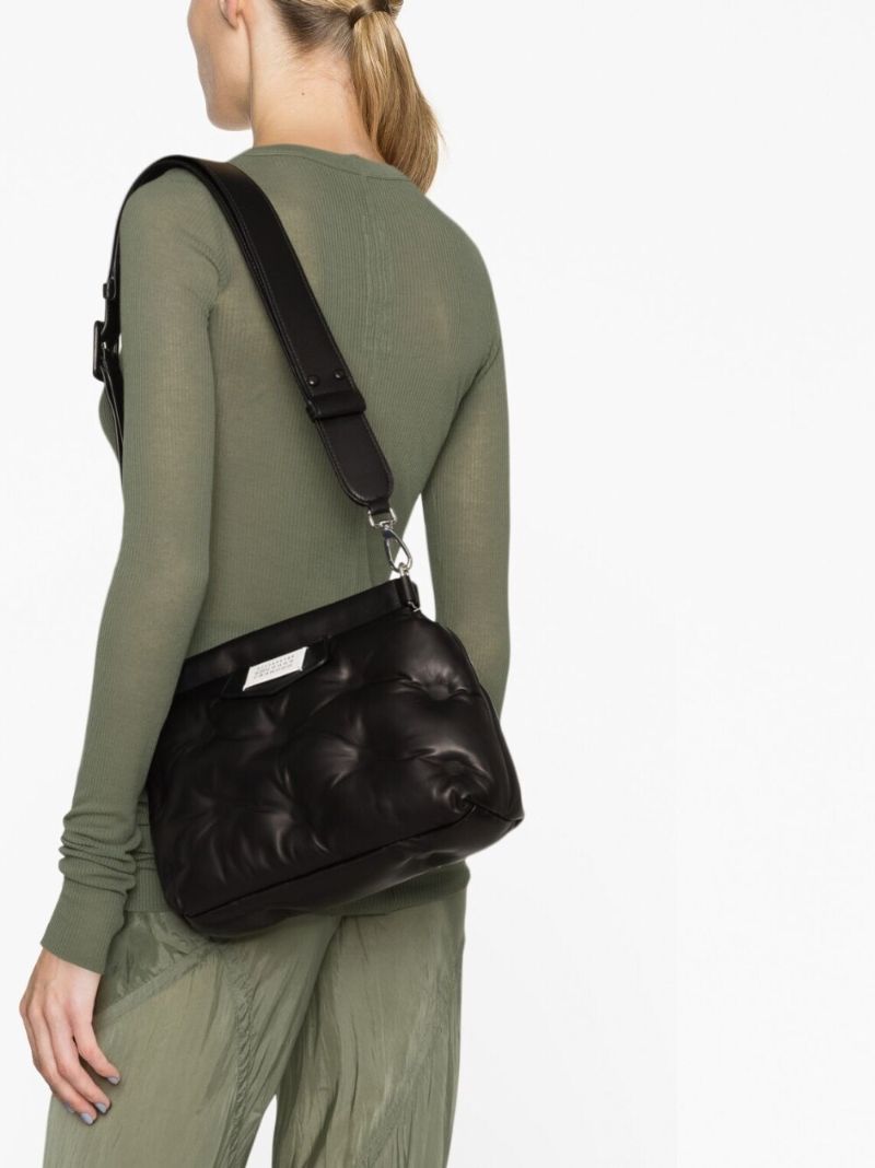 Black Glam Slam Small Leather Shoulder Bag