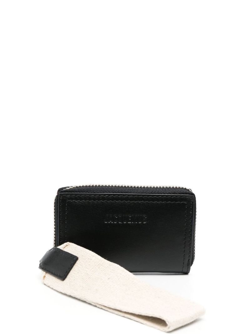 Black Le Porte Rectangle Lanyard Wallet
