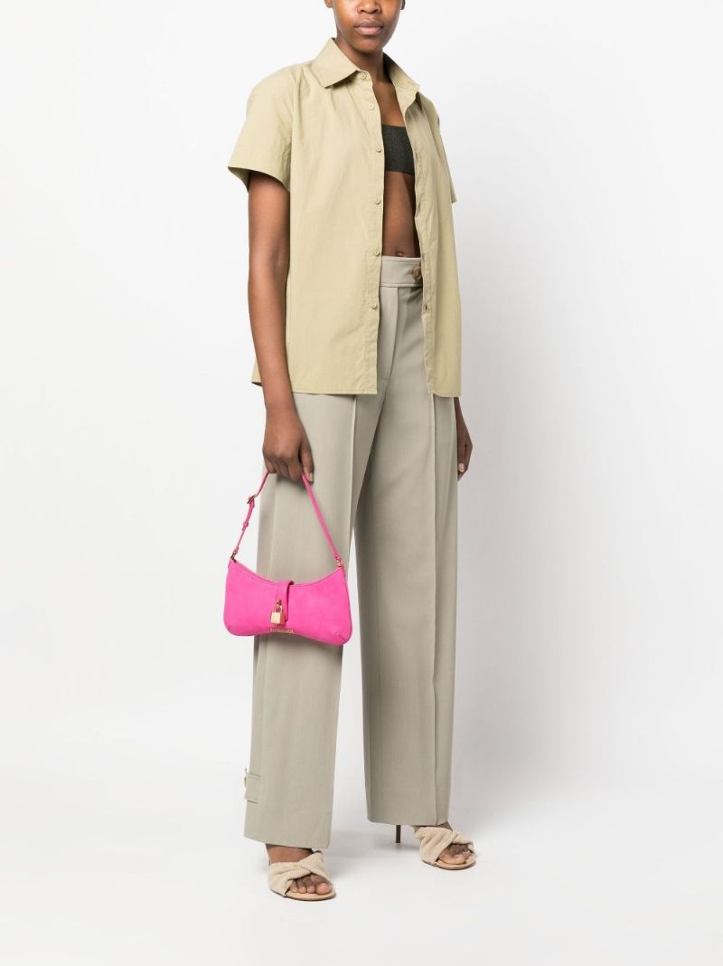 Pink Le Bisou Cadenas Suede Shoulder Bag