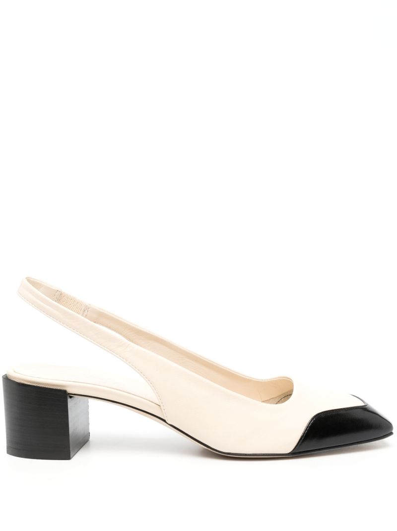 Neutral Ingrid 55 Leather Slingback Pumps