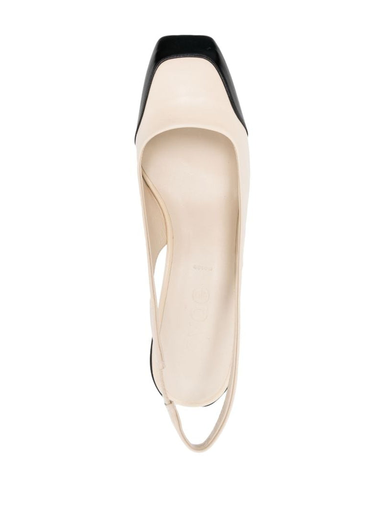 Neutral Ingrid 55 Leather Slingback Pumps