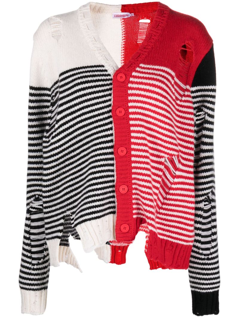 Multicolour Shred Striped Cardigan