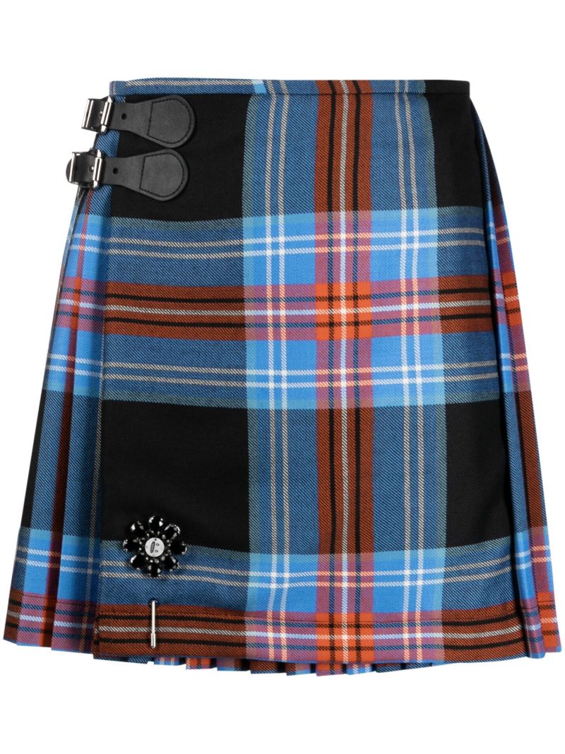 Blue and Red Tartan Print Mini Kilt