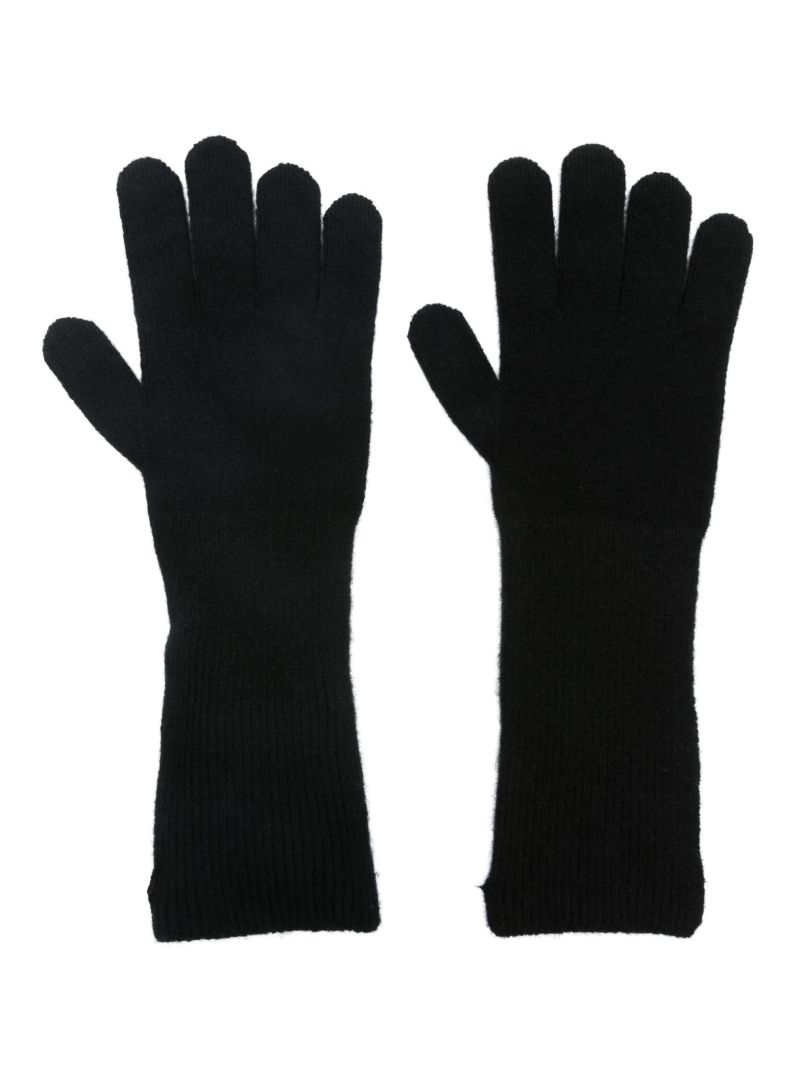 Black Logo-plaque Cashmere Gloves