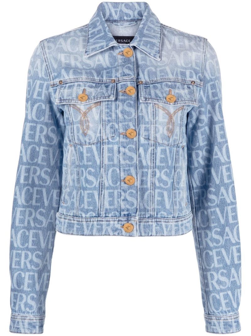 Blue Logo Print Denim Jacket