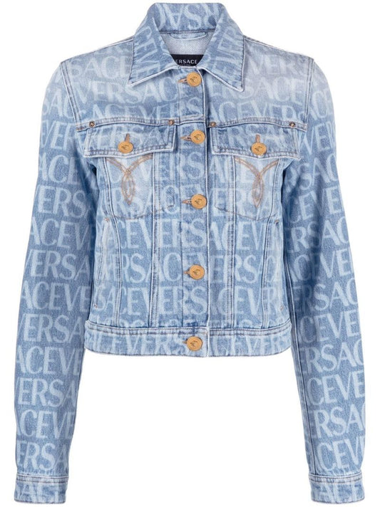 Blue Logo Print Denim Jacket