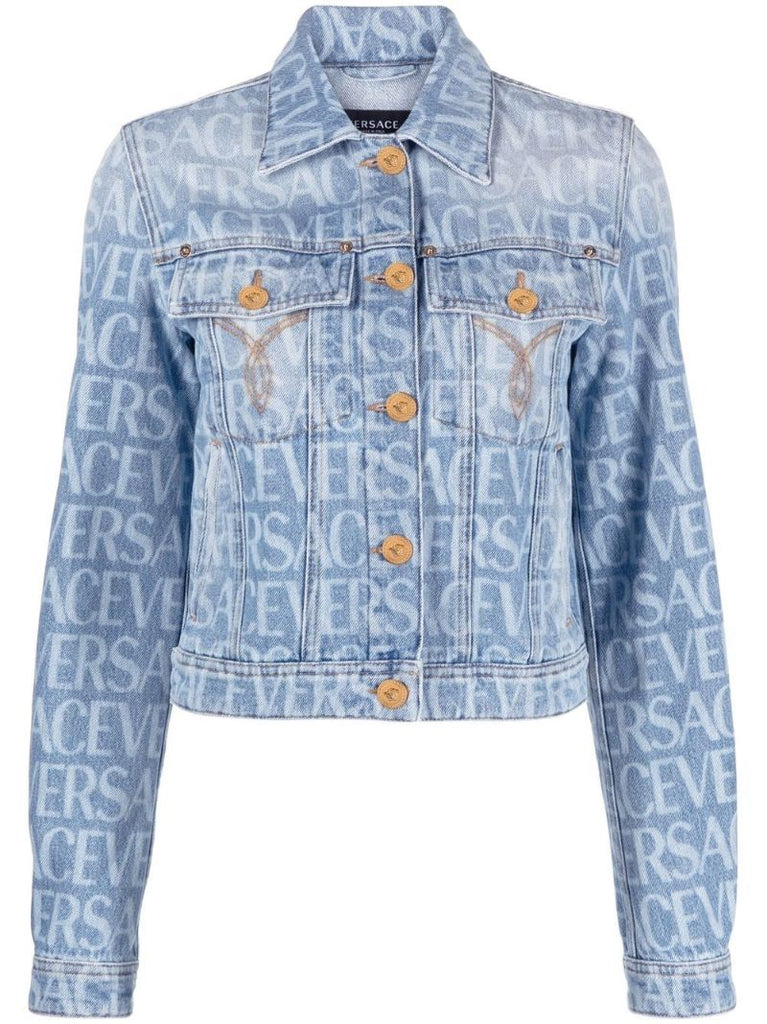 Blue Logo Print Denim Jacket