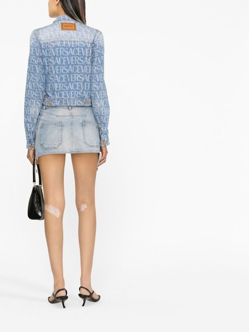 Blue Logo Print Denim Jacket