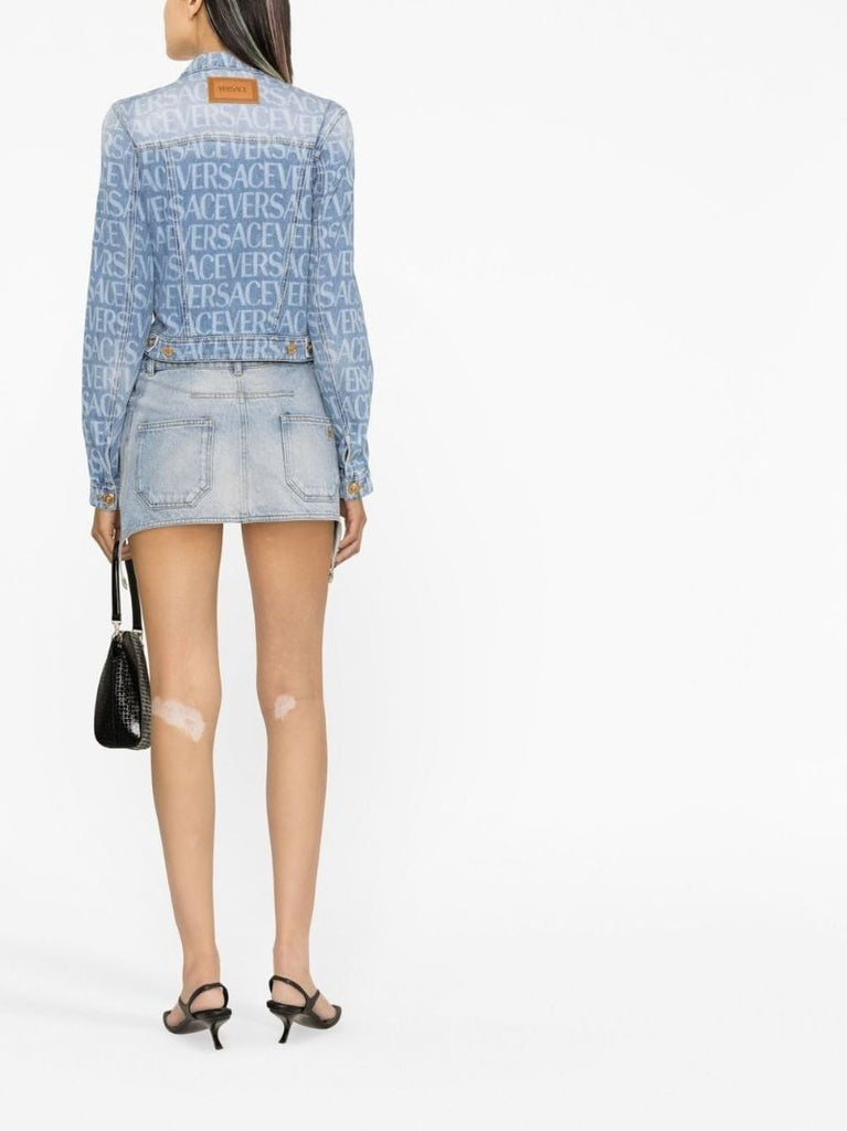 Blue Logo Print Denim Jacket