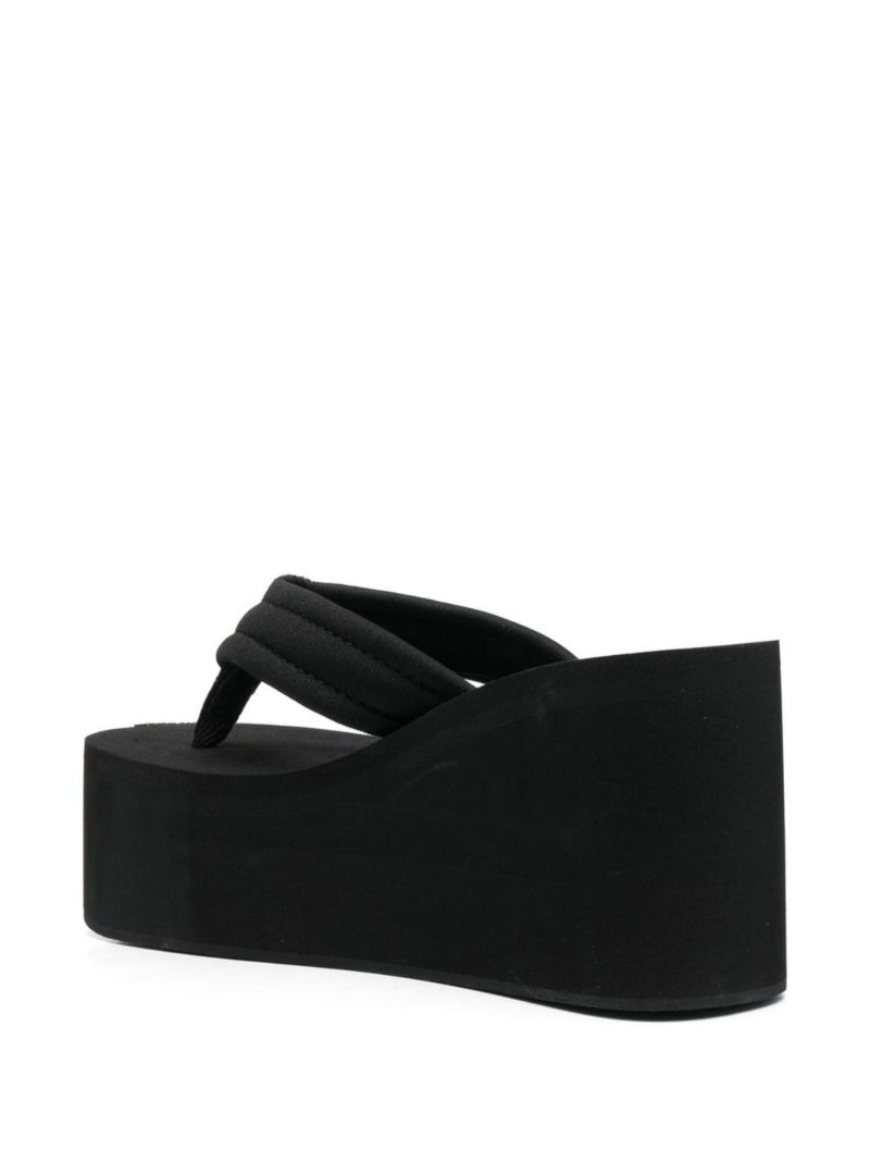 Black Logo-patch Wedge Sandals