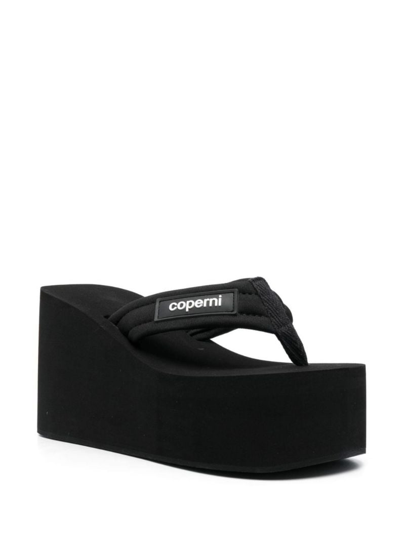 Black Logo-patch Wedge Sandals