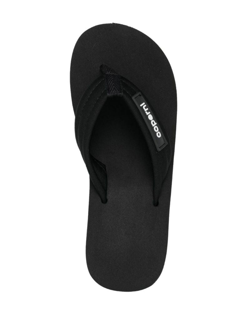 Black Logo-patch Wedge Sandals