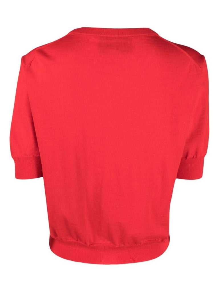 Red Horsebit-embroidered Knit Top