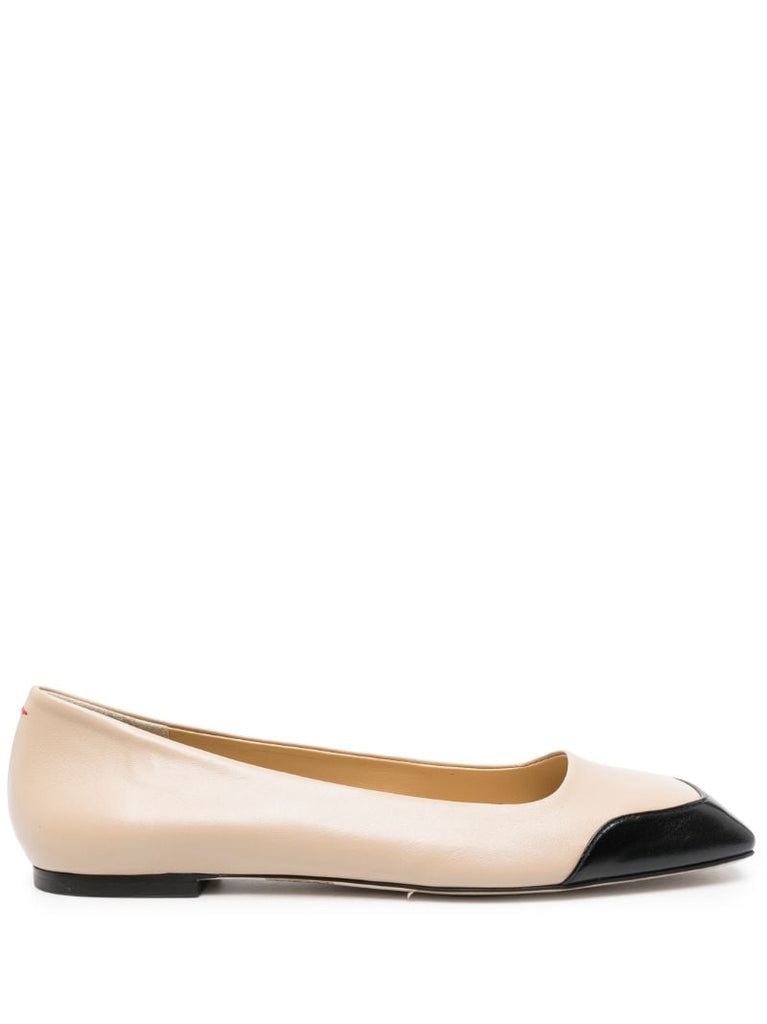Neutral Iris Leather Ballerina Pumps