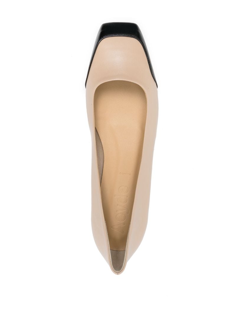 Neutral Iris Leather Ballerina Pumps