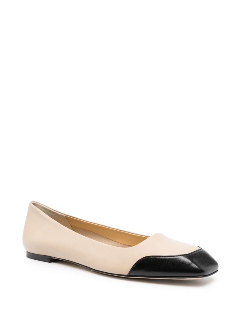 Neutral Iris Leather Ballerina Pumps
