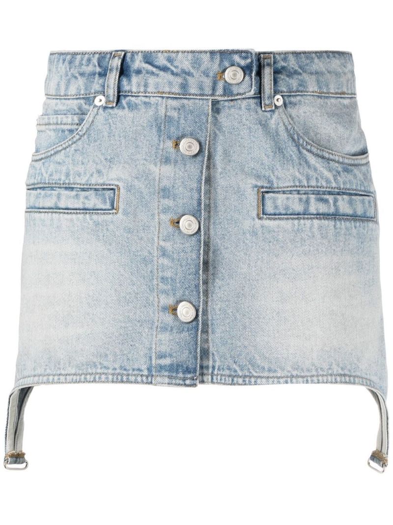 Blue Asymmetric Denim Mini Skirt