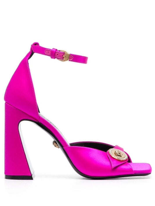 Pink 105  Medusa Head Satin Sandals