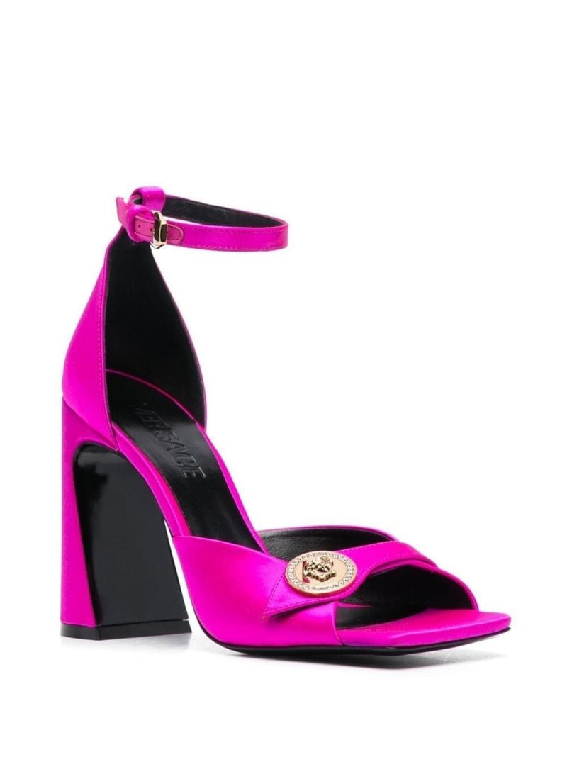 Pink 105  Medusa Head Satin Sandals