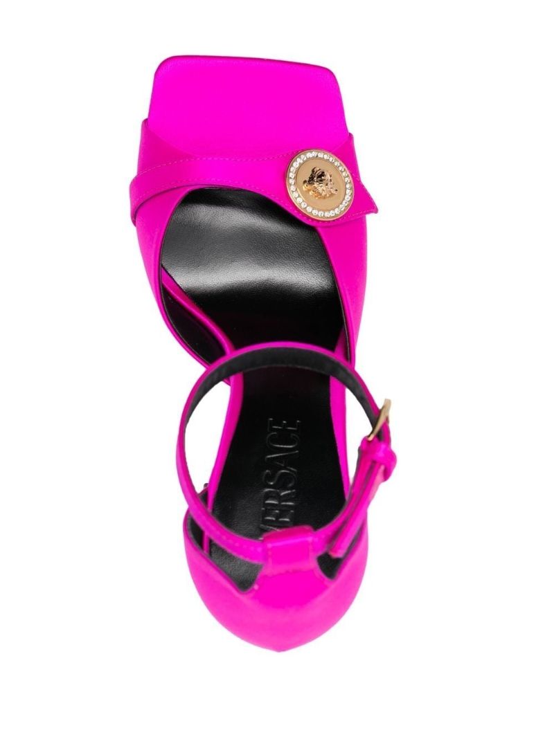 Pink 105  Medusa Head Satin Sandals