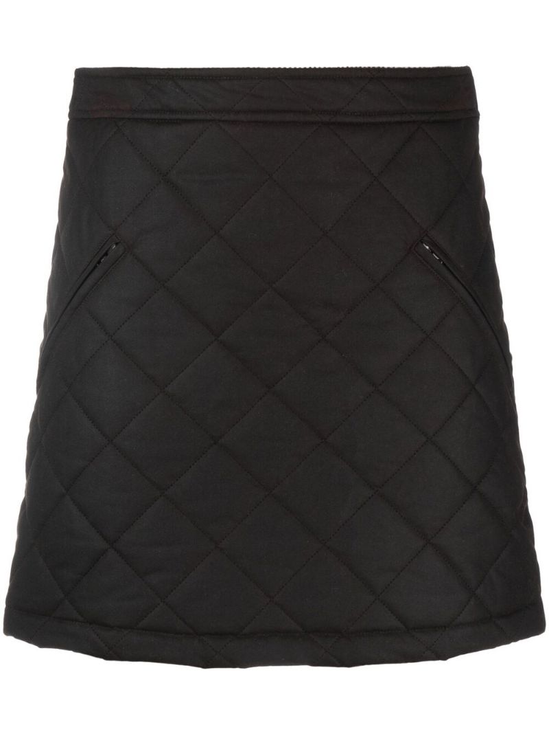 Brown Diamond Quilted A-line Skirt