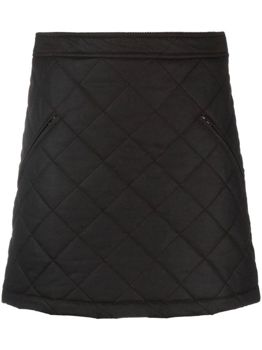 Brown Diamond Quilted A-line Skirt