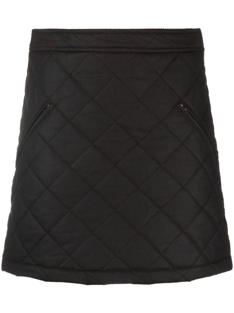 Brown Diamond Quilted A-line Skirt