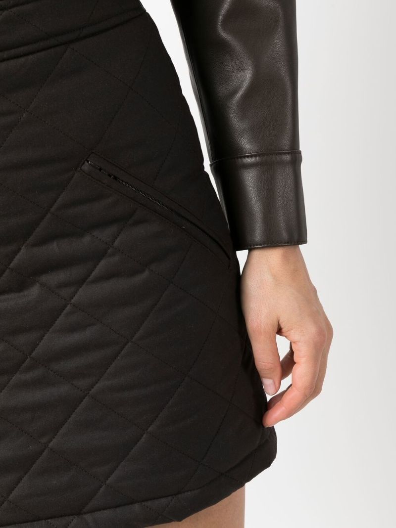 Brown Diamond Quilted A-line Skirt