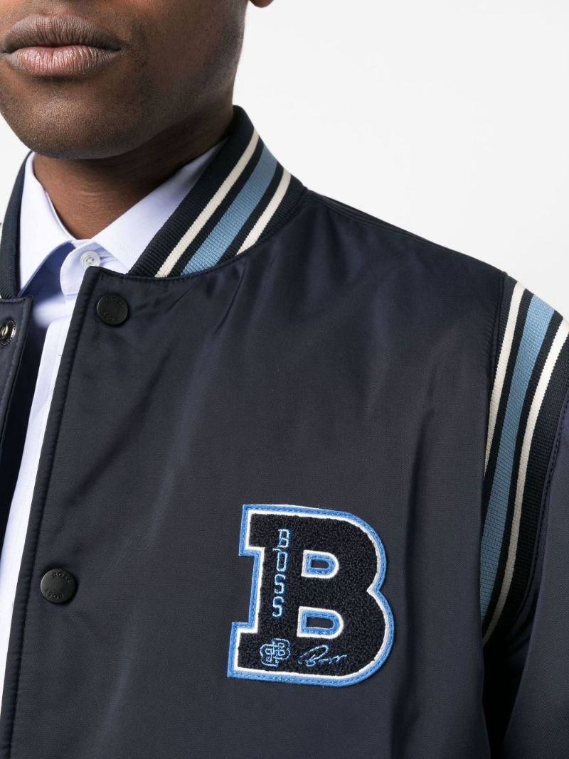 Dark Blue Logo Patch Bomber Jacket