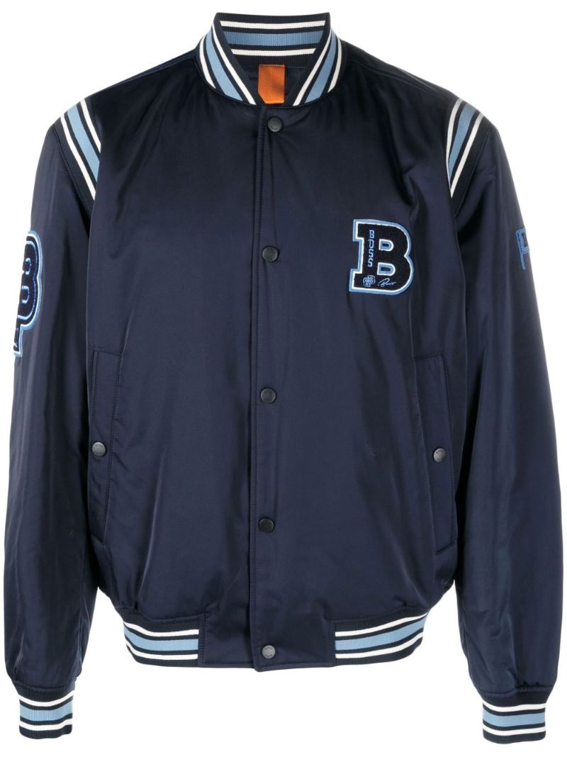 Dark Blue Logo Patch Bomber Jacket