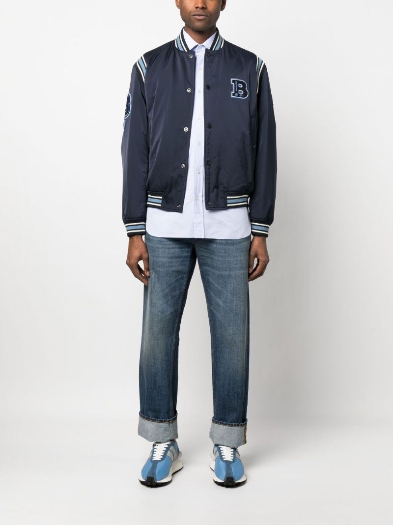 Dark Blue Logo Patch Bomber Jacket