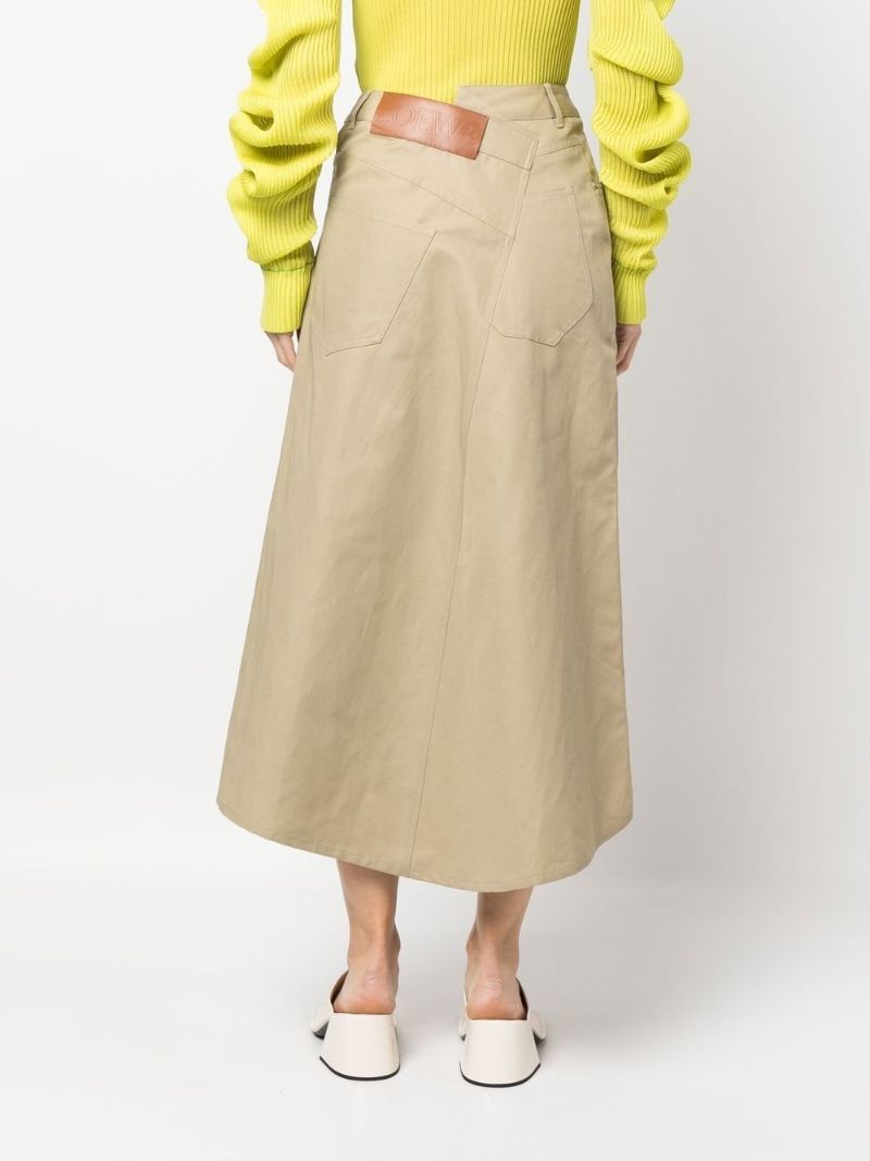 Neutral Deconstructed Midi Skirt