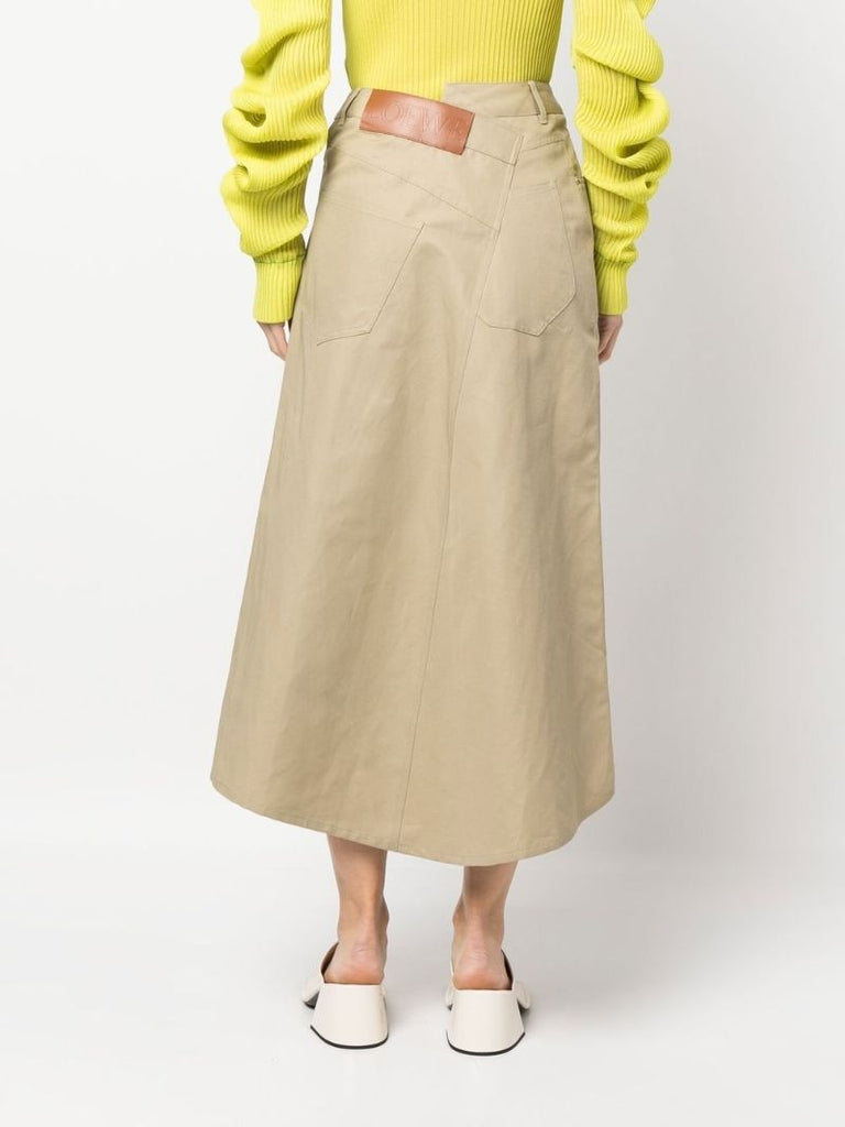 Neutral Deconstructed Midi Skirt