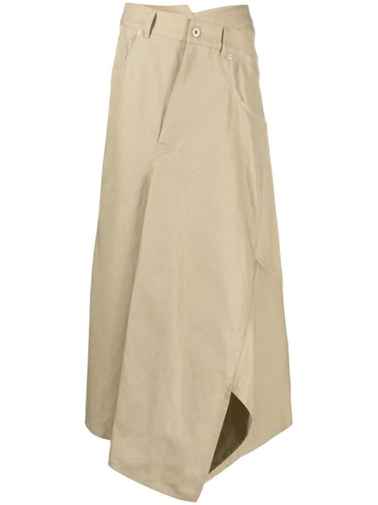 Neutral Deconstructed Midi Skirt