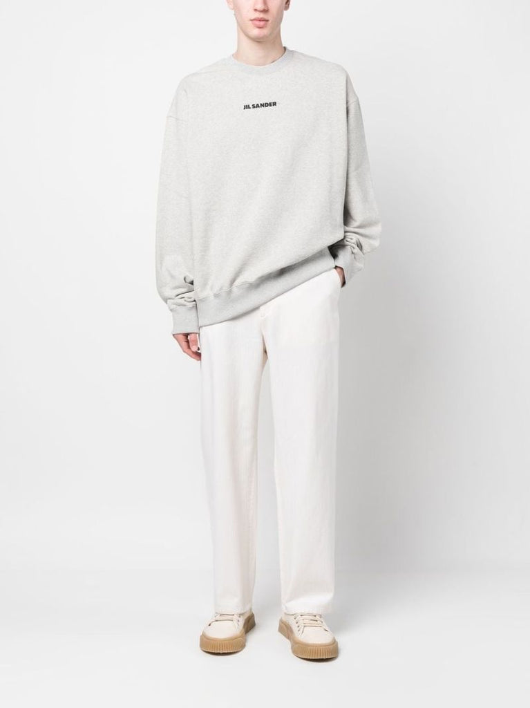 Grey Logo Print Crew Neck Sweatshirt